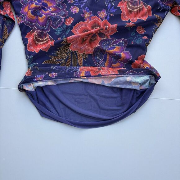 JADE Johnny Was Natalie Long Sleeve Mesh Top Woman Large Floral Whimsical Fairy - Picture 7 of 9